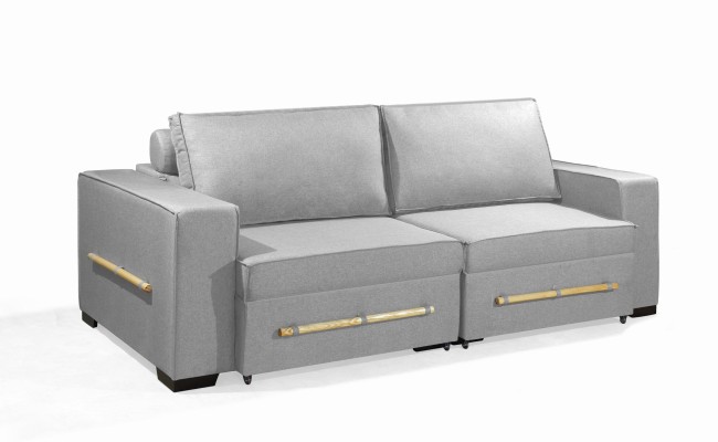 Sofá Retrátil e Reclinável 2.10m ESTILO ESTOFADOS - CHAYENE com SoftGel D33 Linho"Prata"