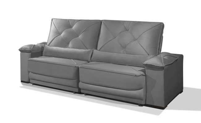 Sofá Retrátil e Reclinável 2.90m ESTILO ESTOFADOS - ODIN com SoftGel D33 Velusoft "Cinza"