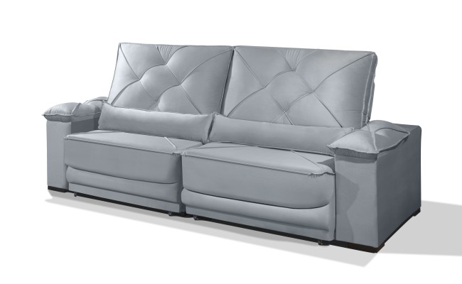 Sofá Retrátil e Reclinável 2.90m ESTILO ESTOFADOS - ODIN com SoftGel D33 Velusoft "Prata"