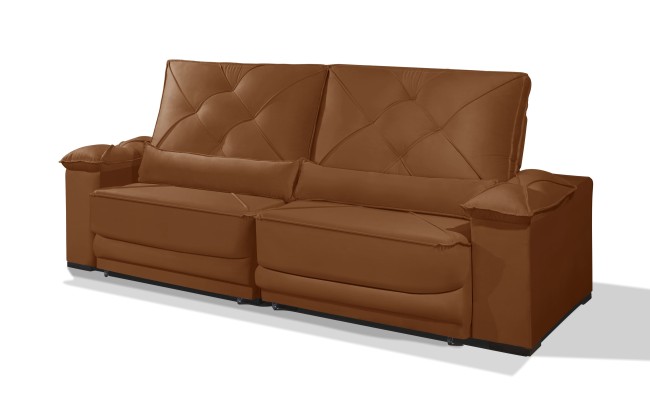 Sofá Retrátil e Reclinável 2.90m ESTILO ESTOFADOS - ODIN com SoftGel D33 Velusoft "Terracota"