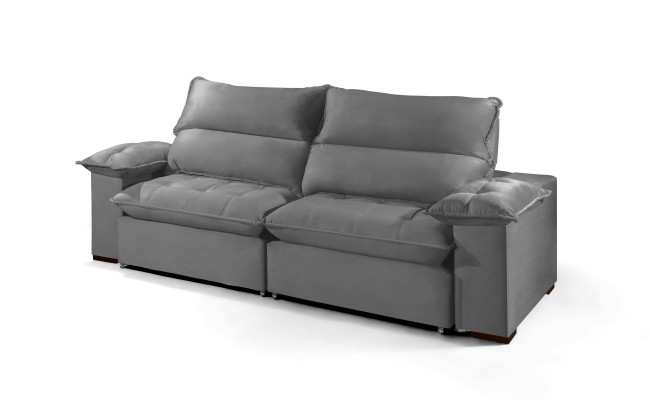 Sofá Retrátil e Reclinável 2.90m ESTILO ESTOFADOS - OSLO com SoftGel D33 Velusoft "Cinza"