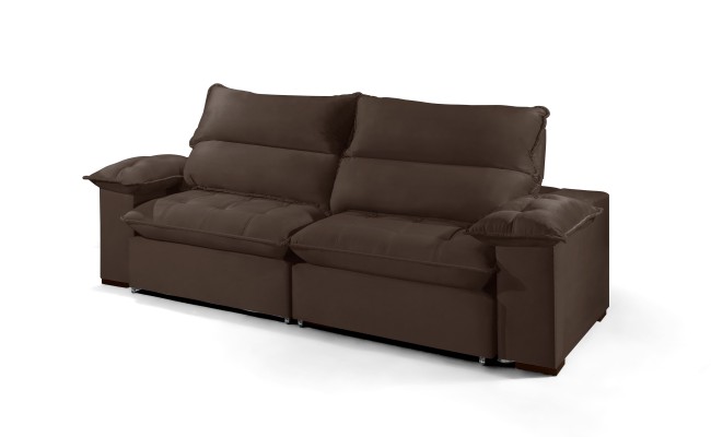 Sofá Retrátil e Reclinável 2.90m ESTILO ESTOFADOS - OSLO com SoftGel D33 Velusoft "Marrom