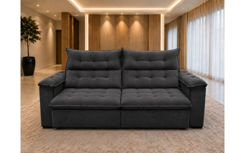 Sofá Retrátil Livia 2,70 Metros Velusoft | Conforto e Elegância para sua Sala