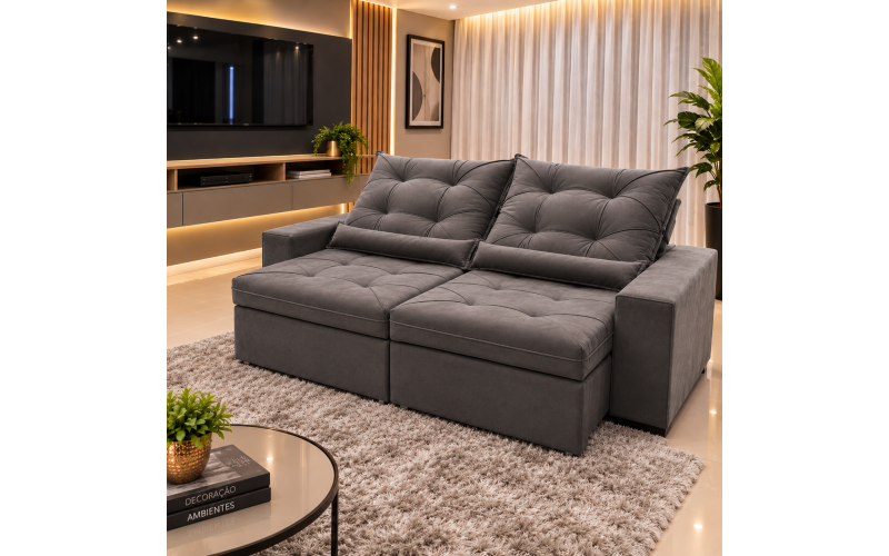  Sofá Retrátil Sophia 2,70 Metros velusoft | Conforto e Elegância para sua Sala