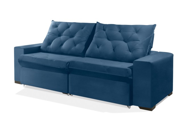 Sofá Retrátil e Reclinável 2.30m ESTILO ESTOFADOS - EUROPA com SoftGel D33 Velupluma "Azul"