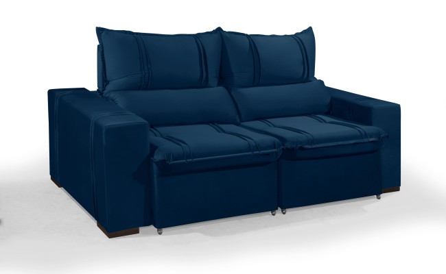 Sofá Retrátil e Reclinável 2.90m ESTILO ESTOFADOS - THOR com SoftGel D33 Velusoft "Azul"