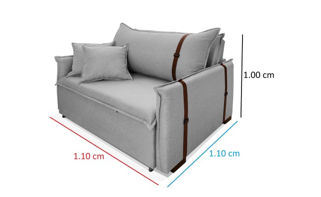 Poltrona Sofá Cama Valence Premium 140cm SoftGel D33  Linho Cinza Claro
