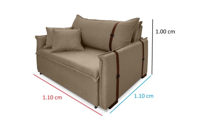 Poltrona Sofá Cama Valence Premium 120cm SoftGel D33  Linho Marrom