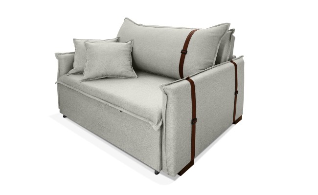 Poltrona Sofá Cama Valence Premium 130cm SoftGel D33  Linho Palha