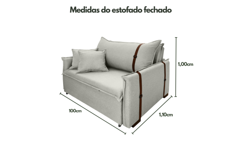 Poltrona Sofá Cama Valence Premium 100cm SoftGel D33 Linho Palha Poltrona Sofá Cama Valence Premium 100cm SoftGel D33 Linho Palha