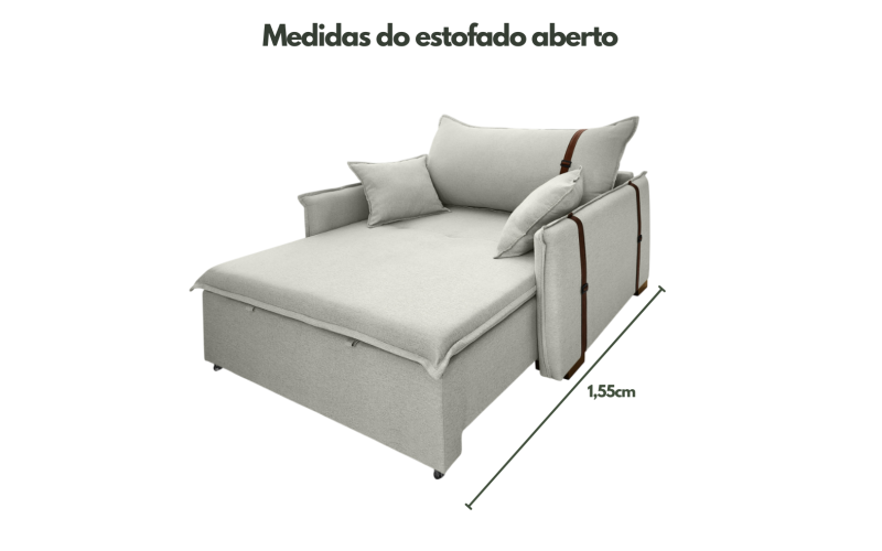Poltrona Sofá Cama Valence Premium 100cm SoftGel D33 Linho Palha Poltrona Sofá Cama Valence Premium 100cm SoftGel D33 Linho Palha
