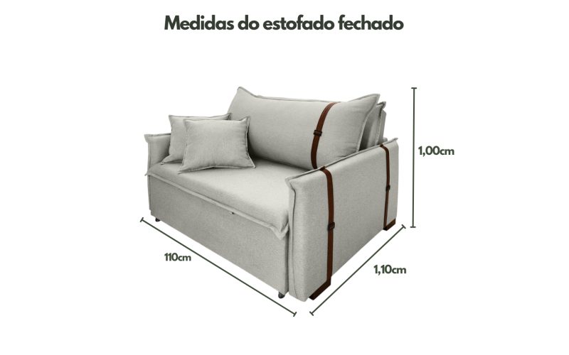 Poltrona Sofá Cama Valence Premium 110cm SoftGel D33 Linho Palha Poltrona Sofá Cama Valence Premium 110cm SoftGel D33 Linho Palha