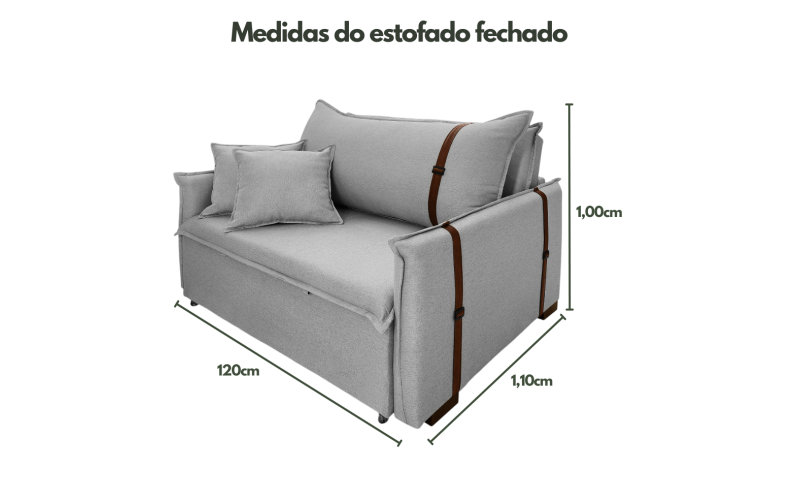 Poltrona Sofá Cama Valence Premium 120cm SoftGel D33 Linho Cinza Claro Poltrona Sofá Cama Valence Premium 120cm SoftGel D33 Linho Cinza Claro
