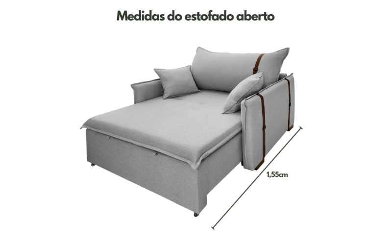 Poltrona Sofá Cama Valence Premium 120cm SoftGel D33 Linho Cinza Claro Poltrona Sofá Cama Valence Premium 120cm SoftGel D33 Linho Cinza Claro
