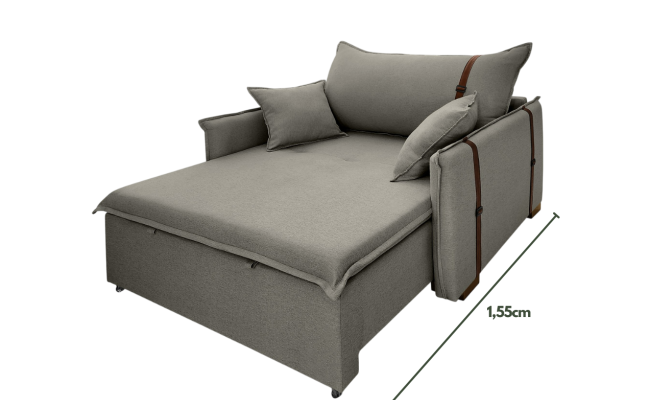 Poltrona Sofá Cama Valence Premium 130cm SoftGel D33  Linho Cinza