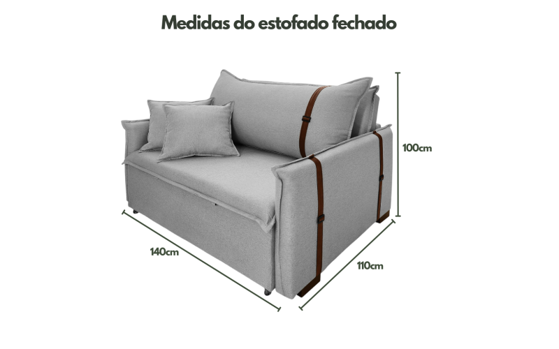 Poltrona Sofá Cama Valence Premium 140cm SoftGel D33 Linho Cinza Claro Poltrona Sofá Cama Valence Premium 140cm SoftGel D33 Linho Cinza Claro