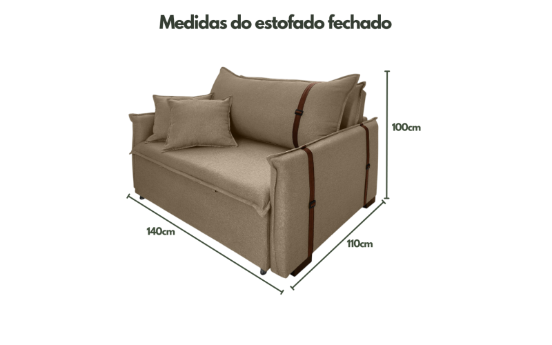 Poltrona Sofá Cama Valence Premium 140cm SoftGel D33 Linho Marrom Poltrona Sofá Cama Valence Premium 140cm SoftGel D33 Linho Marrom
