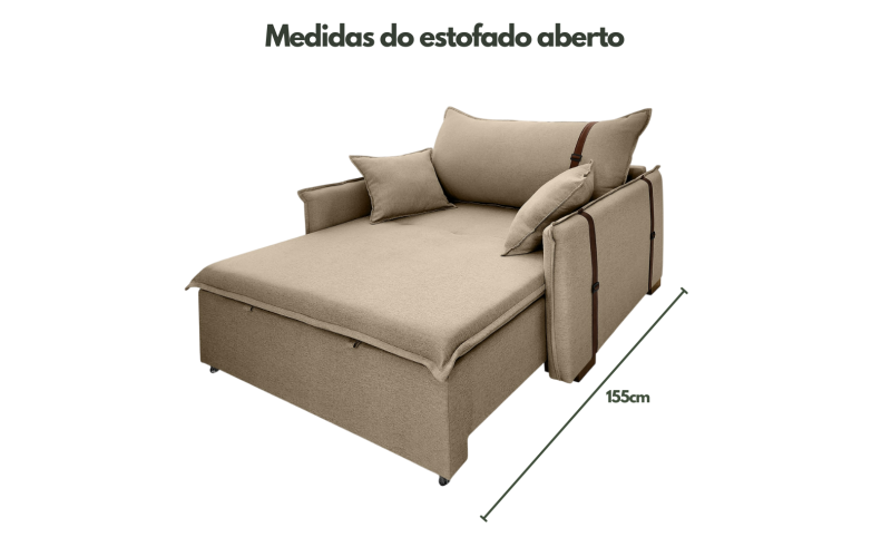 Poltrona Sofá Cama Valence Premium 140cm SoftGel D33 Linho Marrom Poltrona Sofá Cama Valence Premium 140cm SoftGel D33 Linho Marrom