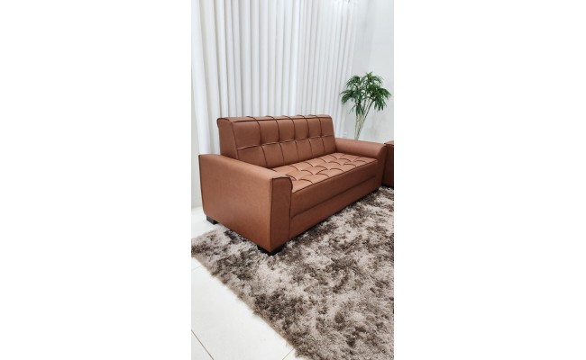 Conjunto Melina 2 e 3 Lugares em Couro Ecológico | Estilo Estofados