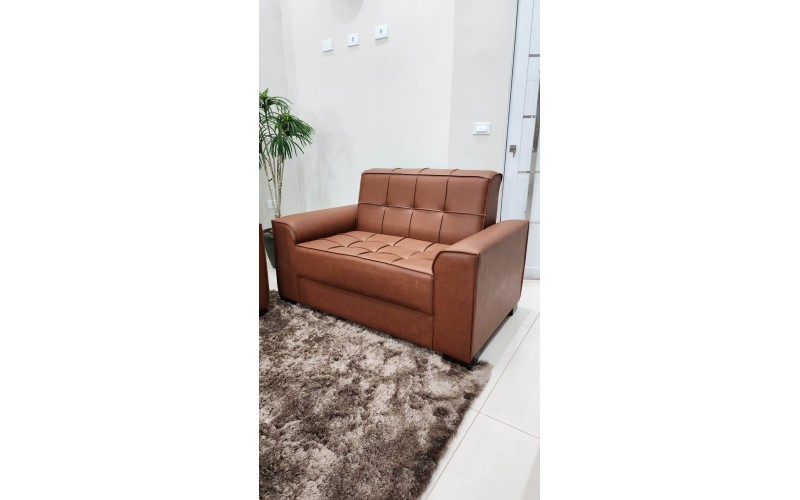 Conjunto Melina 2 e 3 Lugares em Couro Ecológico | Estilo Estofados