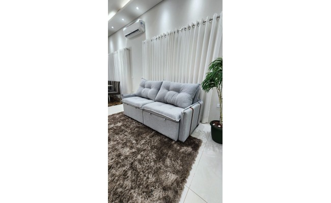 Sofá Valence Slim sem Caixa Premium 2.00m SoftGel 33  Linho Cinza Claro