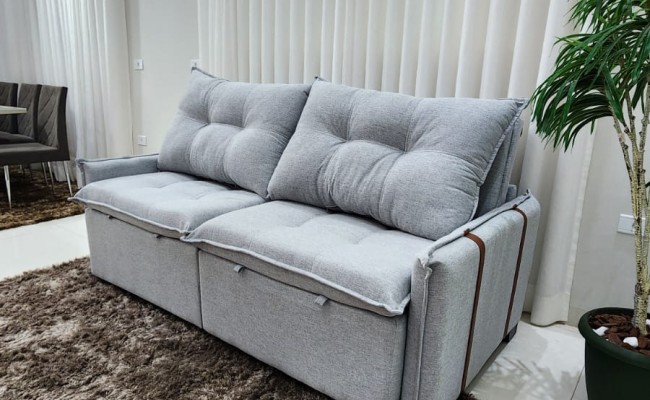 Sofá Valence Slim sem Caixa Premium 1.60m SoftGel 33  Linho Cinza Claro