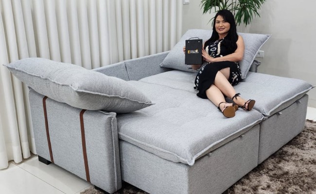 Sofá Valence Slim sem Caixa Premium 1.80m SoftGel 33  Linho Cinza Claro