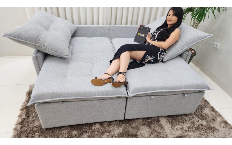 Sofá Valence Slim sem Caixa Premium 1.60m SoftGel 33  Linho Cinza Claro
