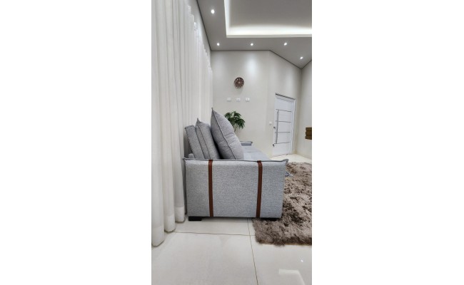 Sofá Valence Slim sem Caixa Premium 2.00m SoftGel 33  Linho Cinza Claro